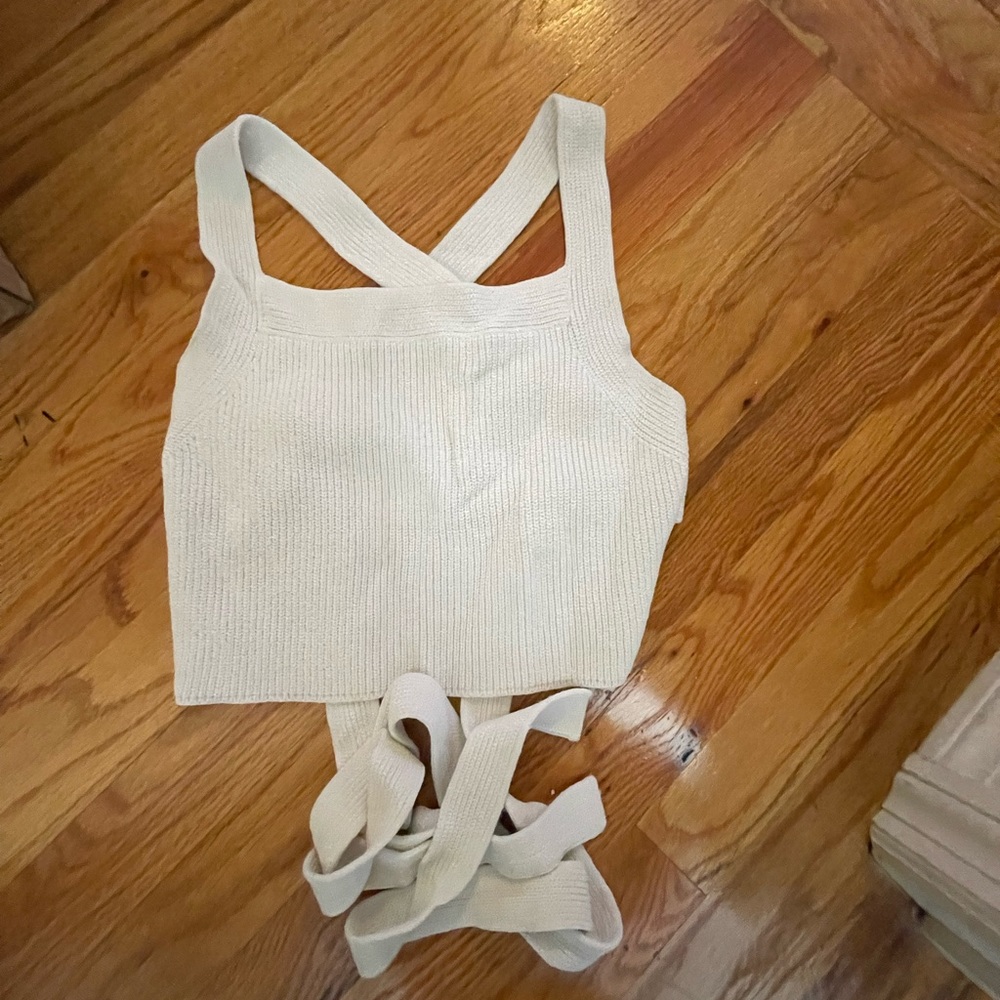 Wilfred white Ribbed Crop Top with Wrap Straps